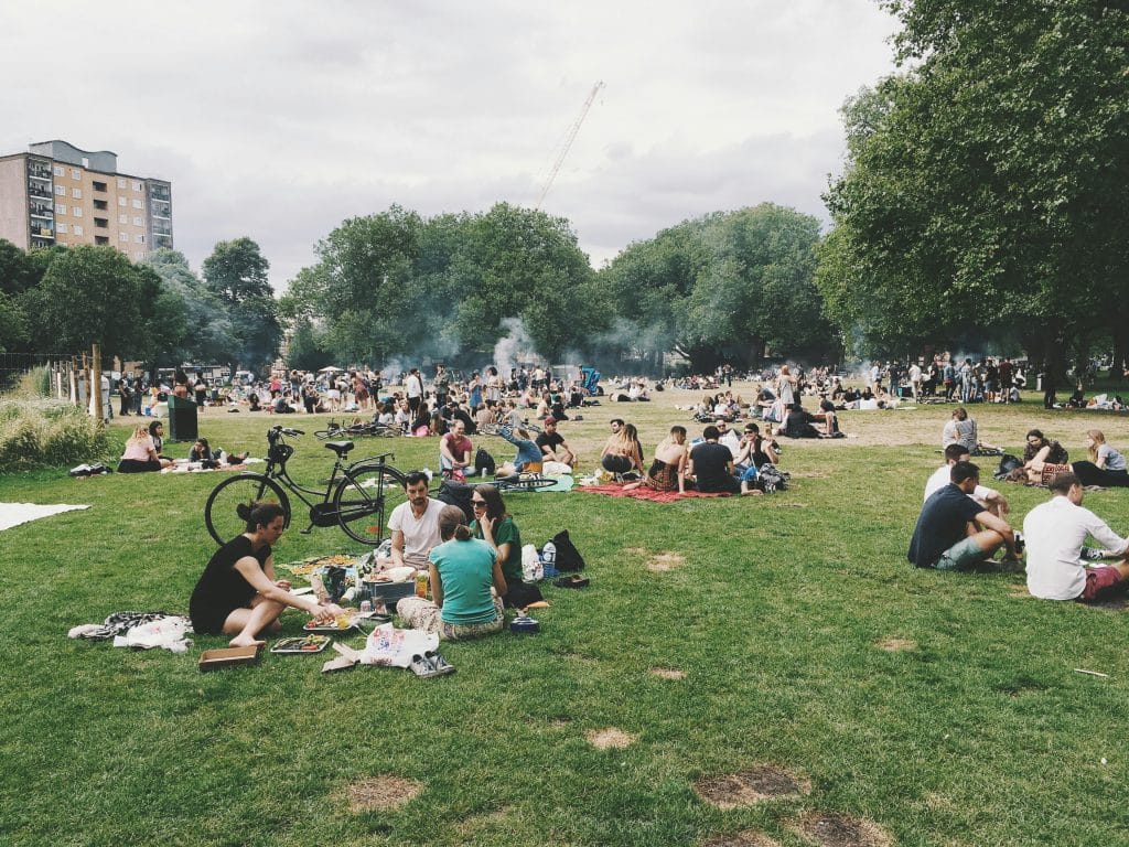 People sitting in London park